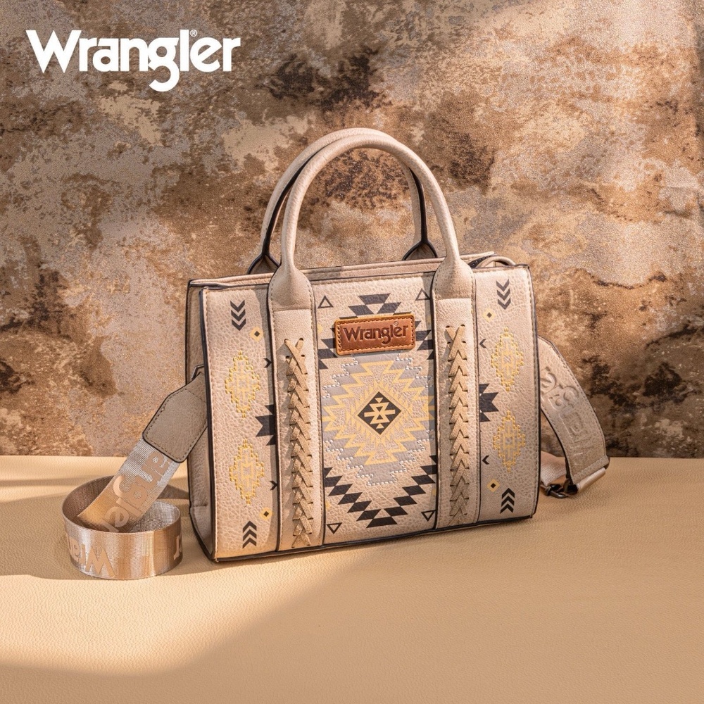 Wrangler Aztec Pattern Print Tote Bag Khaki NWT